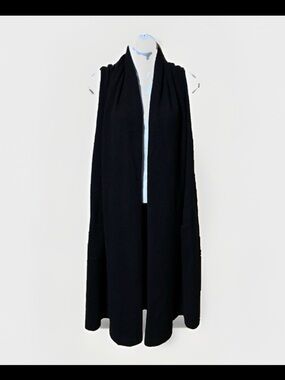 Halogen Nordstroms 100% Cashmere Open Front Long Line Cardigan Sweater OS Black